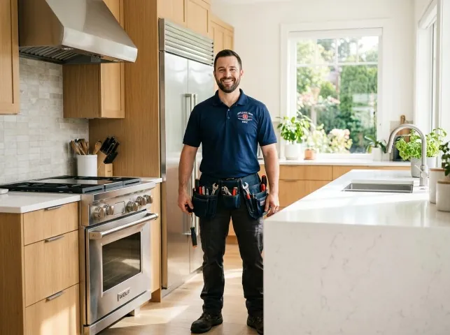 Appliance Repair Hero technician in a Alpine, CA kitchen after an appliance repair